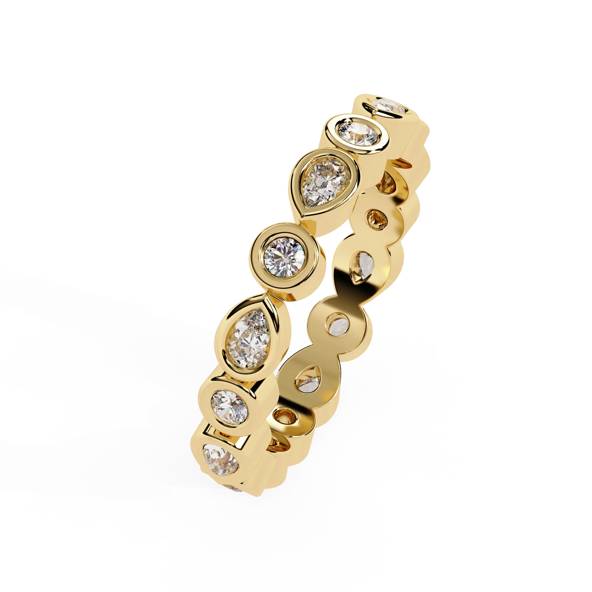 IGI Certified - 1/2 Ct. Lab Grown Diamond (VS/E-F) The Aurora Mixed-Cut Eternity Band in Solid Gold Ring