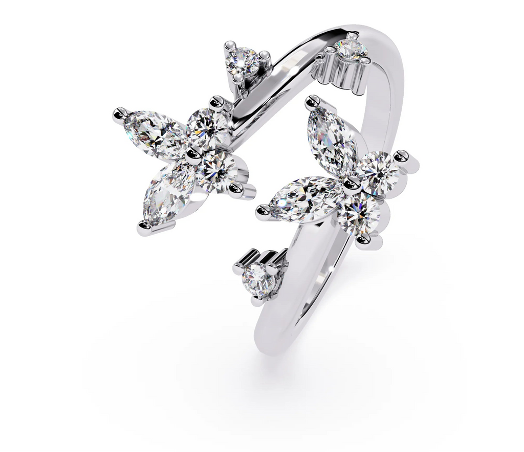 IGI Certified - 1 Ct. Lab Grown Diamond (VS/E-F) Diamond Butterfly Ring