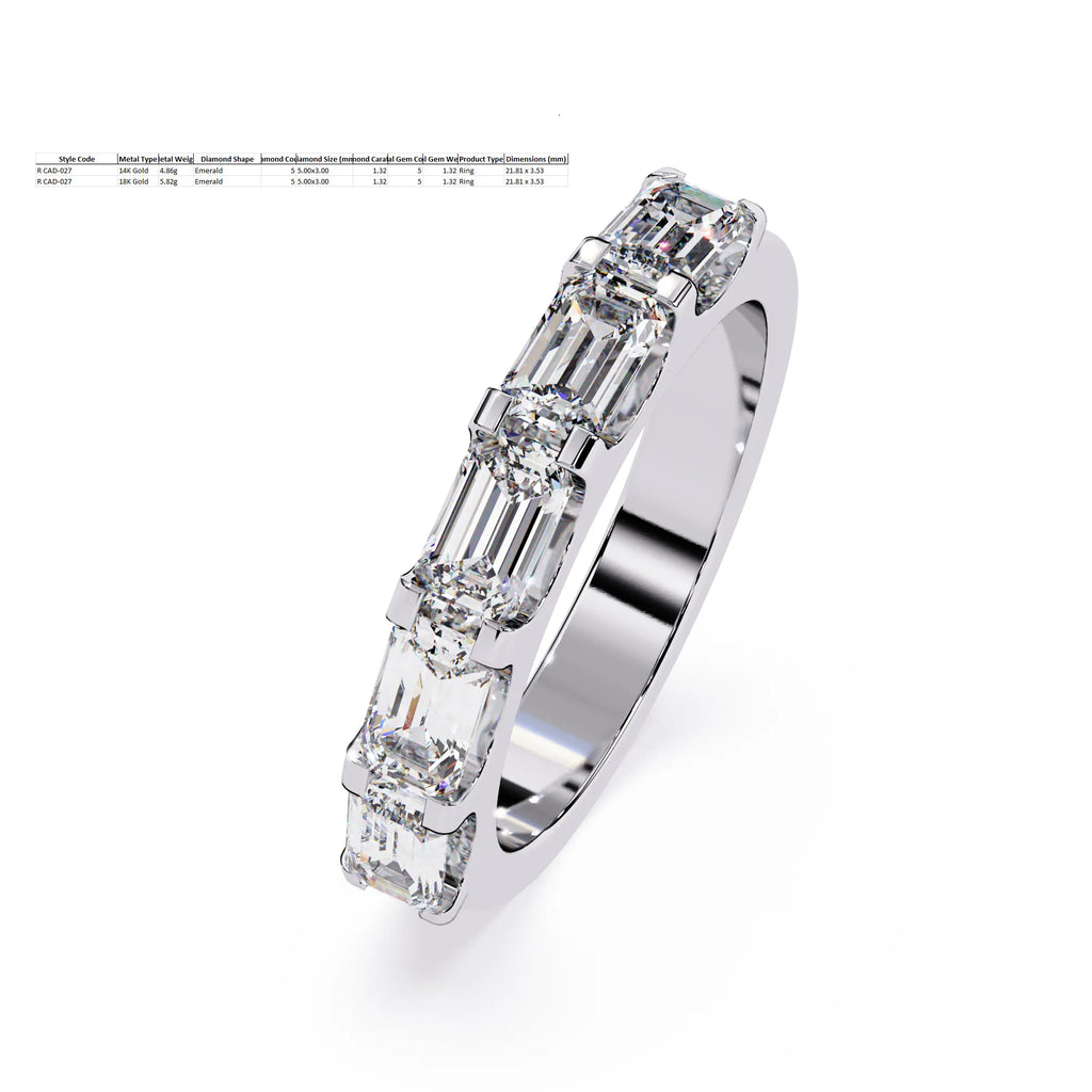 IGI Certified - 1.5 Ct. Lab Grown Diamond (VS/E-F) The "Forever Together" Five-Stone Emerald Anniversary Ring