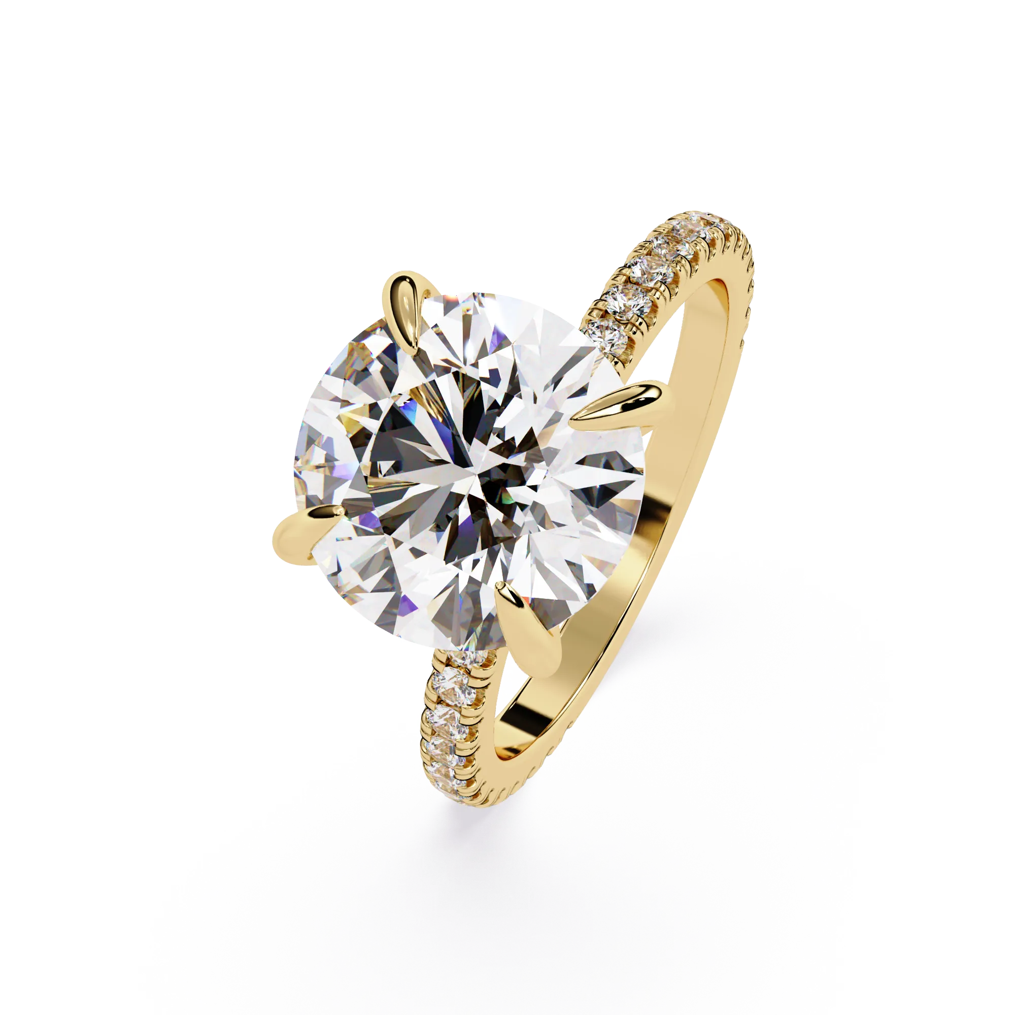 IGI Certified - 6 Ct. Lab Grown Diamond (VS/E-F) The Majesty:Solitaire Ring with Pavé-Set Diamond Shank Ring