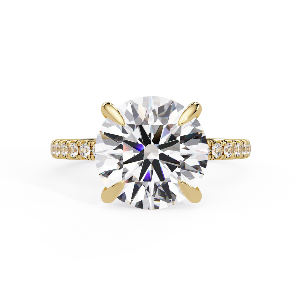 IGI Certified - 6 Ct. Lab Grown Diamond (VS/E-F) The Majesty:Solitaire Ring with Pavé-Set Diamond Shank Ring