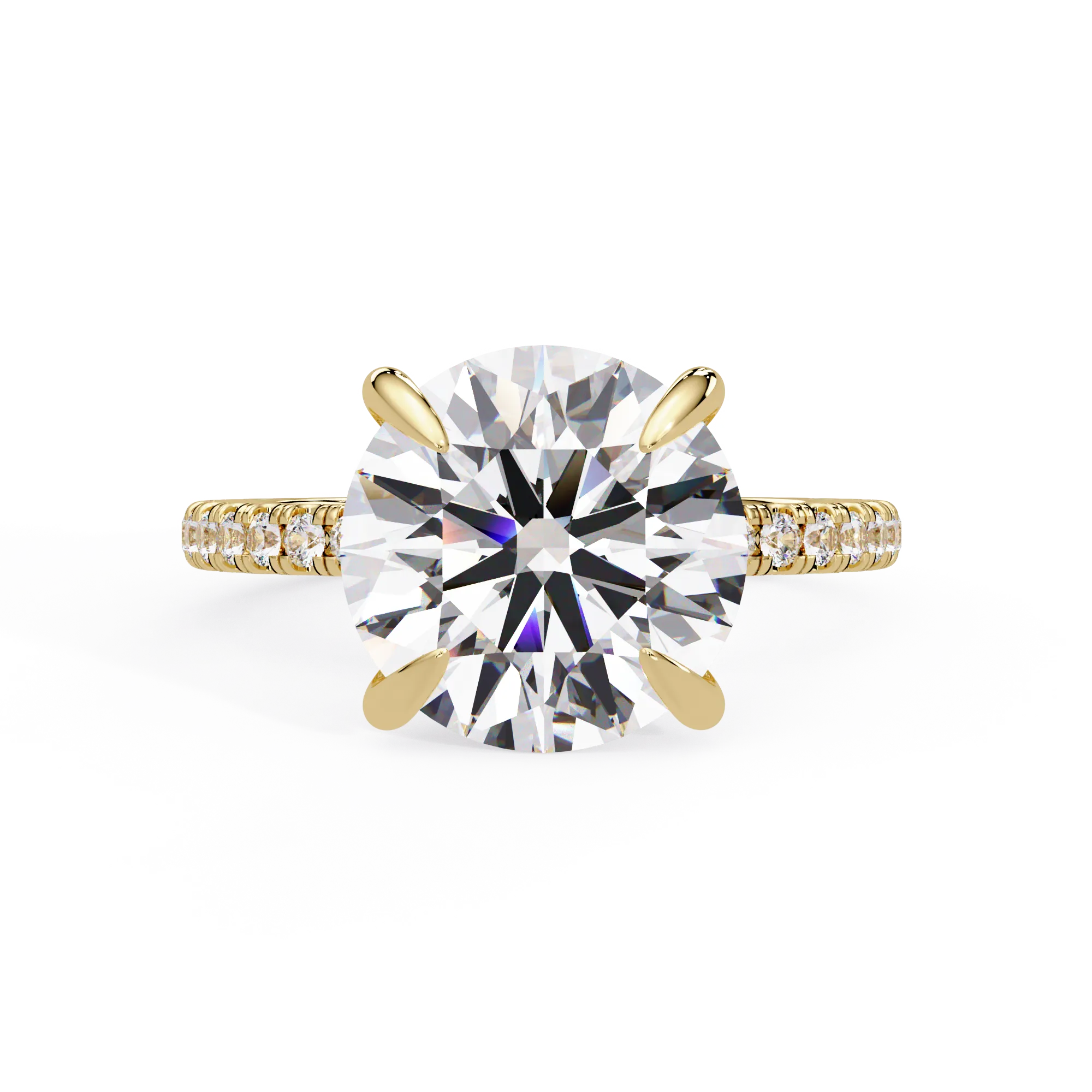 IGI Certified - 6 Ct. Lab Grown Diamond (VS/E-F) The Majesty:Solitaire Ring with Pavé-Set Diamond Shank Ring