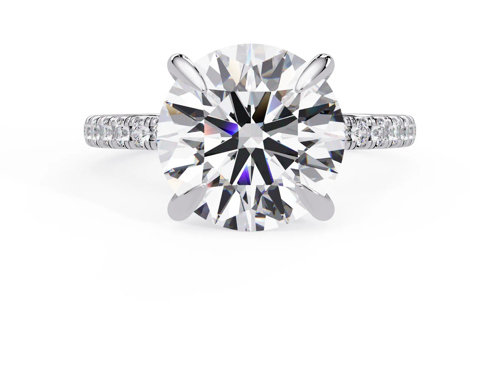 IGI Certified - 6 Ct. Lab Grown Diamond (VS/E-F) The Majesty:Solitaire Ring with Pavé-Set Diamond Shank Ring