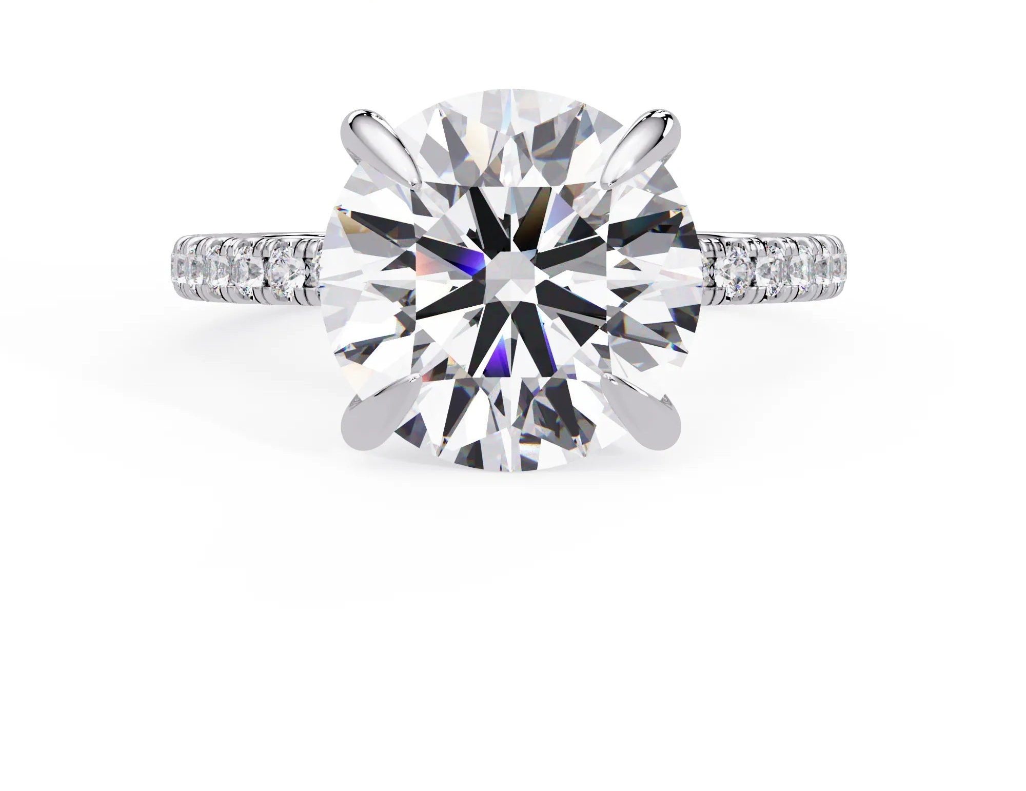IGI Certified - 6 Ct. Lab Grown Diamond (VS/E-F) The Majesty:Solitaire Ring with Pavé-Set Diamond Shank Ring