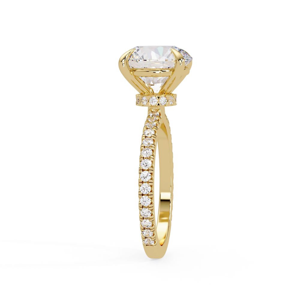 IGI Certified - 6 Ct. Lab Grown Diamond (VS/E-F) The Majesty:Solitaire Ring with Pavé-Set Diamond Shank Ring