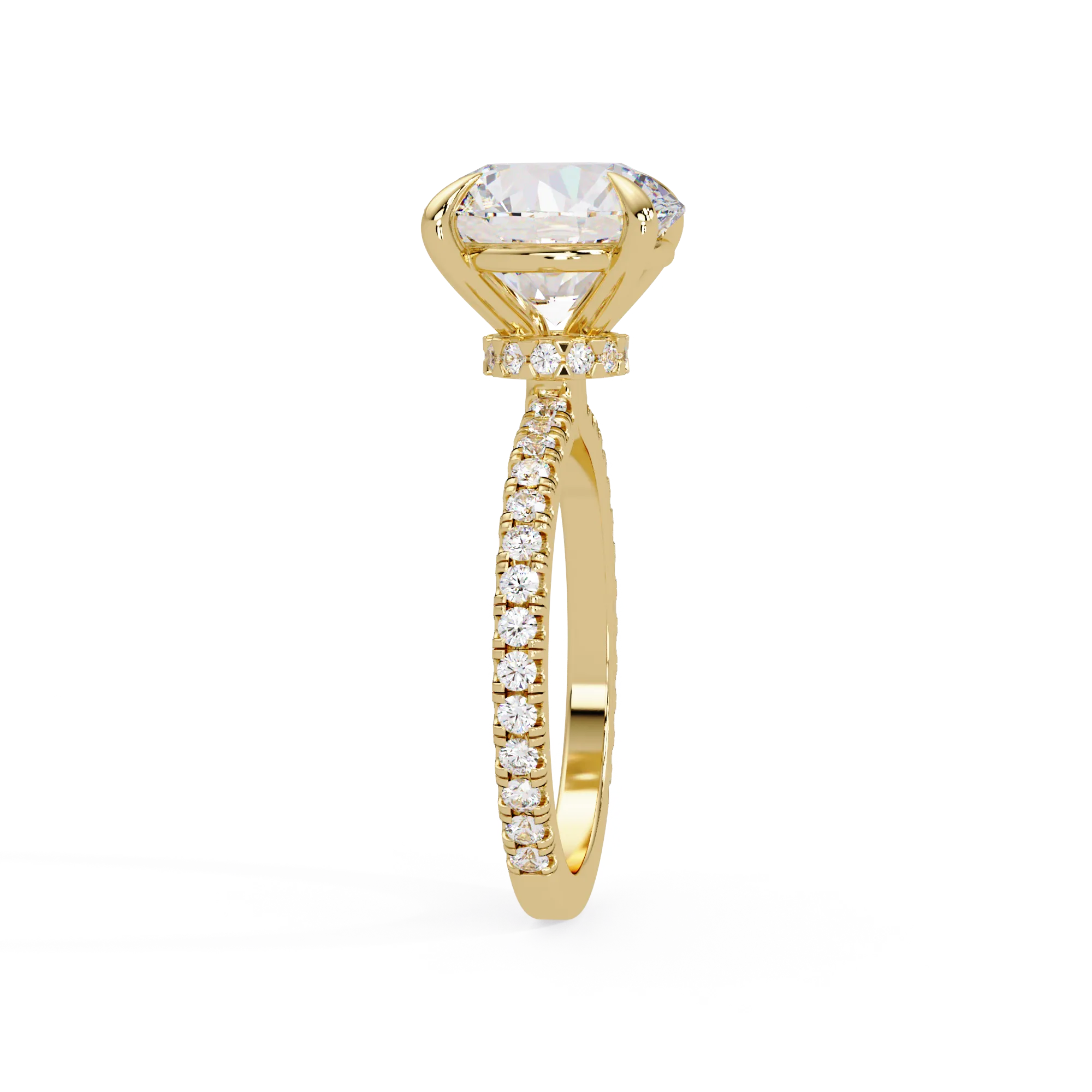 IGI Certified - 6 Ct. Lab Grown Diamond (VS/E-F) The Majesty:Solitaire Ring with Pavé-Set Diamond Shank Ring