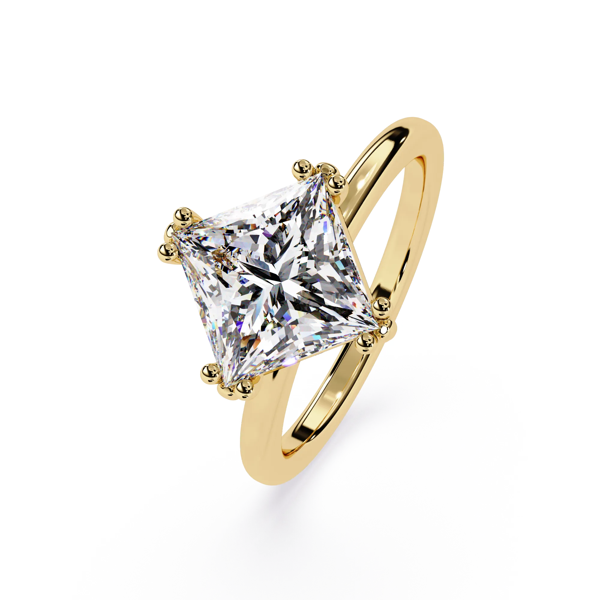 IGI Certified - 2 Ct. Lab Grown Diamond (VS/E-F) Princess Cut Kite-Set Diamond Solitaire Ring