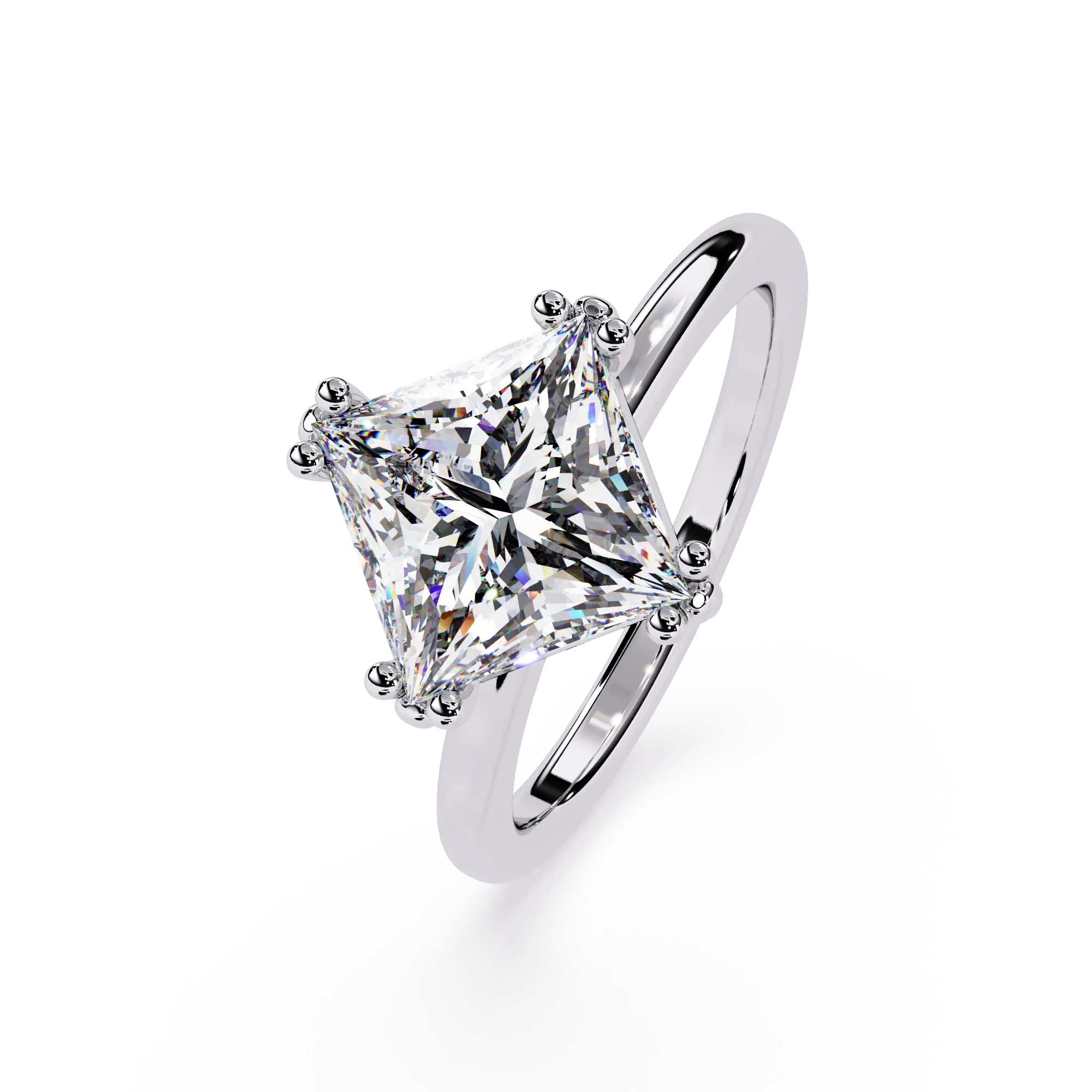 IGI Certified - 2 Ct. Lab Grown Diamond (VS/E-F) Princess Cut Kite-Set Diamond Solitaire Ring