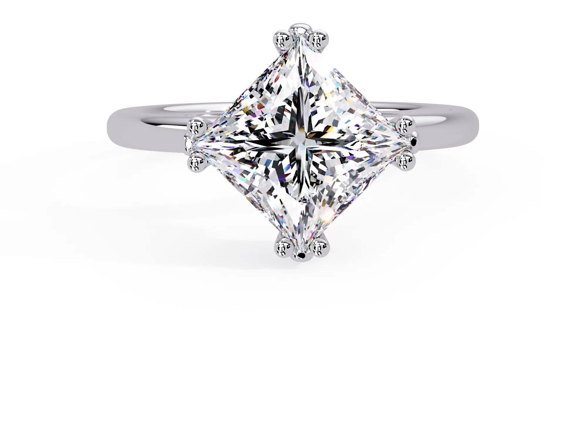 IGI Certified - 2 Ct. Lab Grown Diamond (VS/E-F) Princess Cut Kite-Set Diamond Solitaire Ring