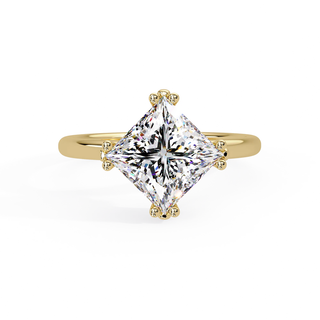 IGI Certified - 2 Ct. Lab Grown Diamond (VS/E-F) Princess Cut Kite-Set Diamond Solitaire Ring