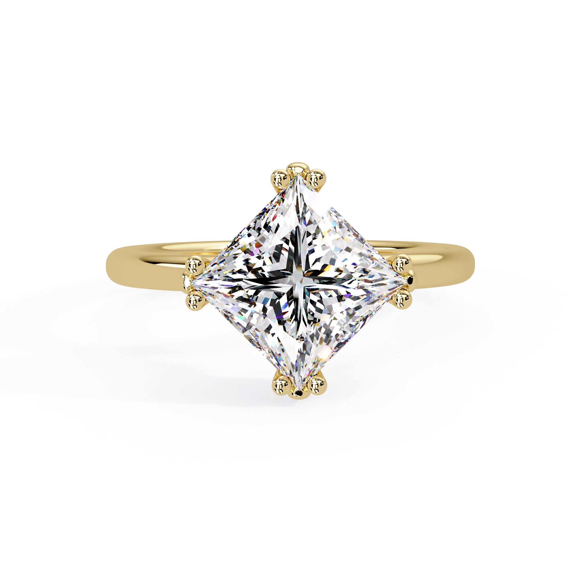 IGI Certified - 2 Ct. Lab Grown Diamond (VS/E-F) Princess Cut Kite-Set Diamond Solitaire Ring