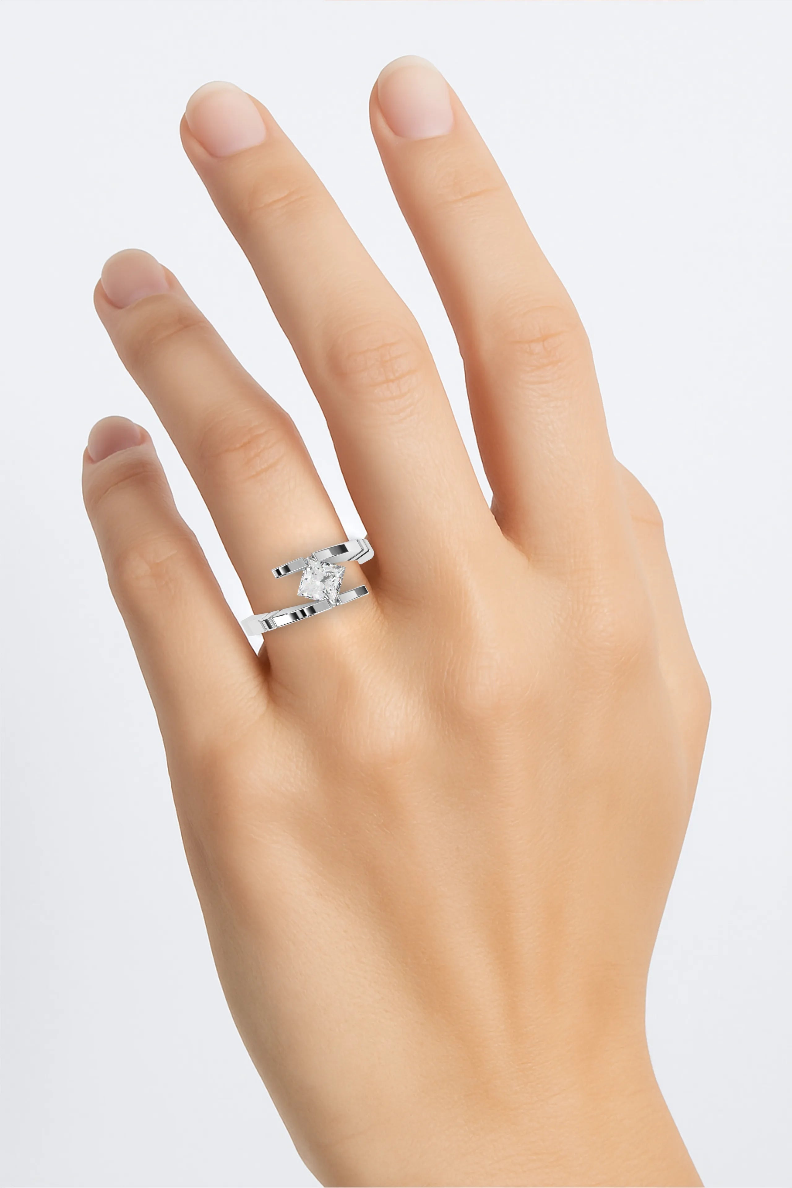 IGI Certified - 1.25 Ct. Lab Grown Diamond (VS/E-F) The "Architectural Bypass" Princess Cut Ring