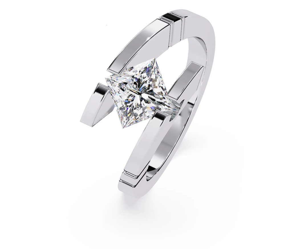 IGI Certified - 1.25 Ct. Lab Grown Diamond (VS/E-F) The "Architectural Bypass" Princess Cut Ring
