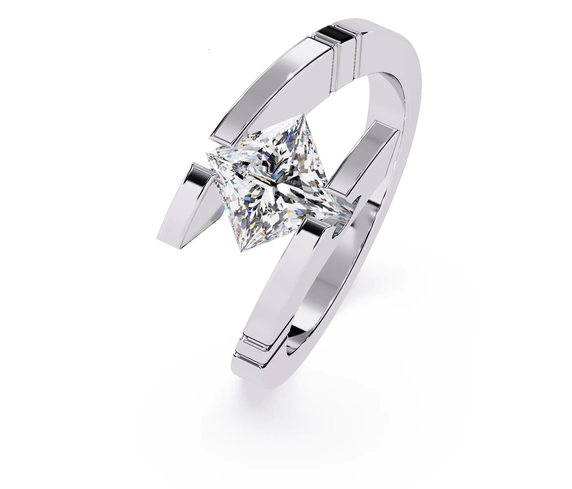 IGI Certified - 1.25 Ct. Lab Grown Diamond (VS/E-F) The "Architectural Bypass" Princess Cut Ring