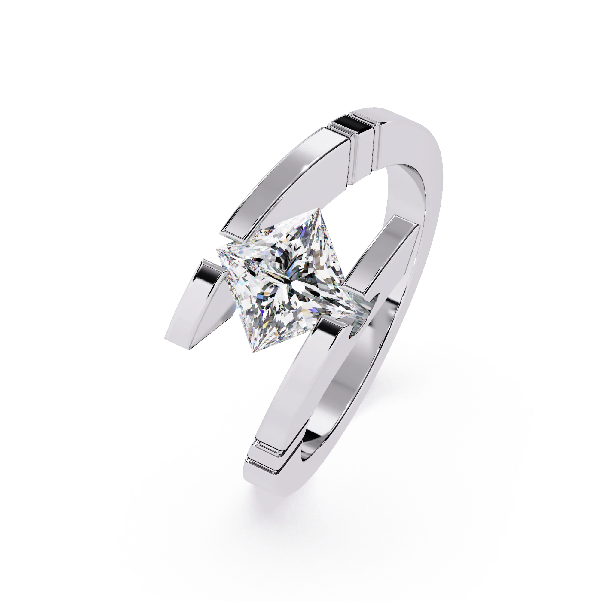 IGI Certified - 1.25 Ct. Lab Grown Diamond (VS/E-F) The "Architectural Bypass" Princess Cut Ring