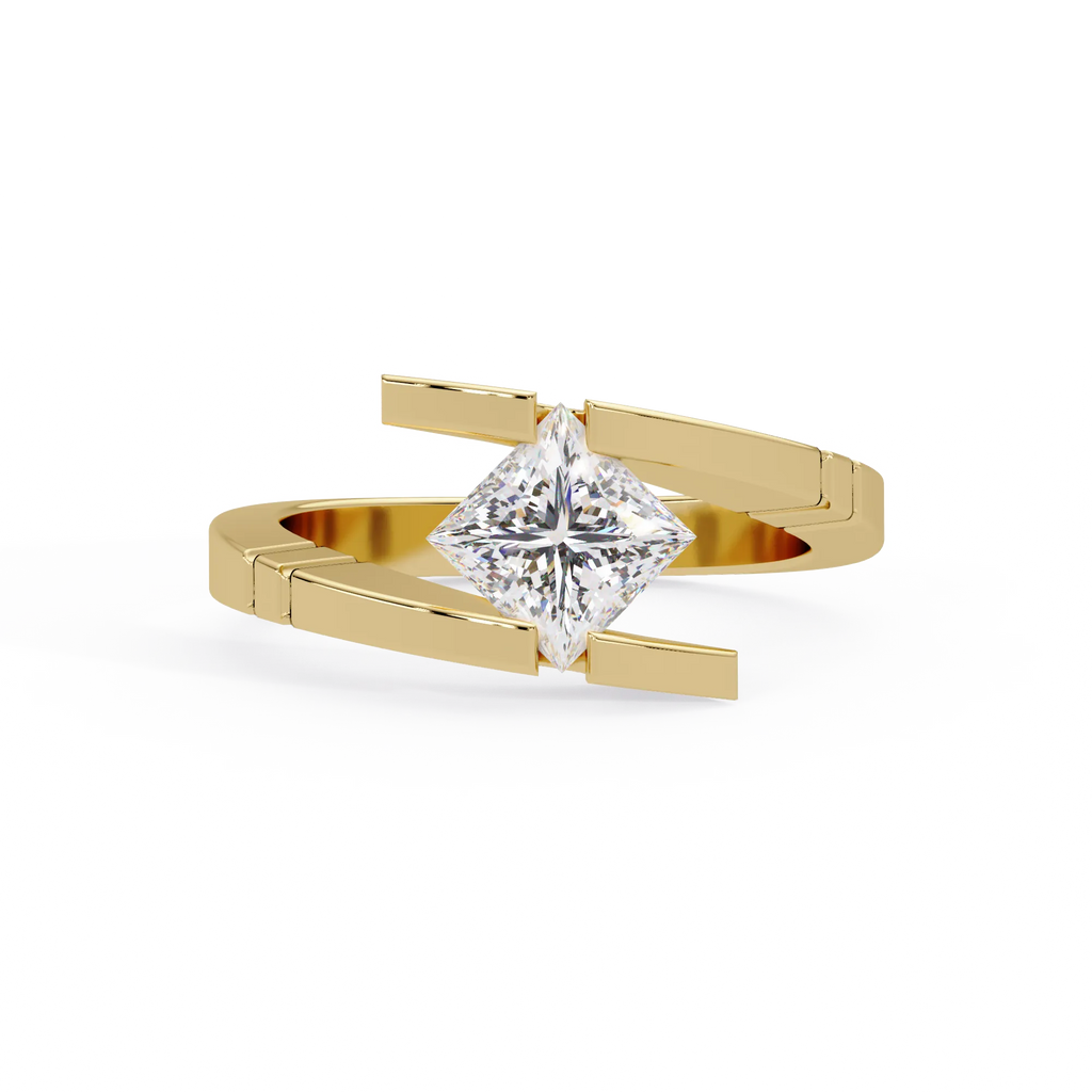 IGI Certified - 1.25 Ct. Lab Grown Diamond (VS/E-F) The "Architectural Bypass" Princess Cut Ring