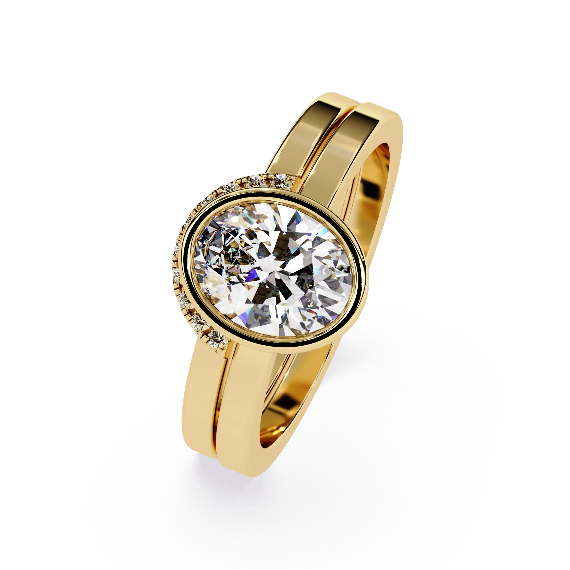 IGI Certified - 1.75 Ct. Lab Grown Diamond (VS/E-F) Oval-Cut Diamond Bezel Bridal Set Ring