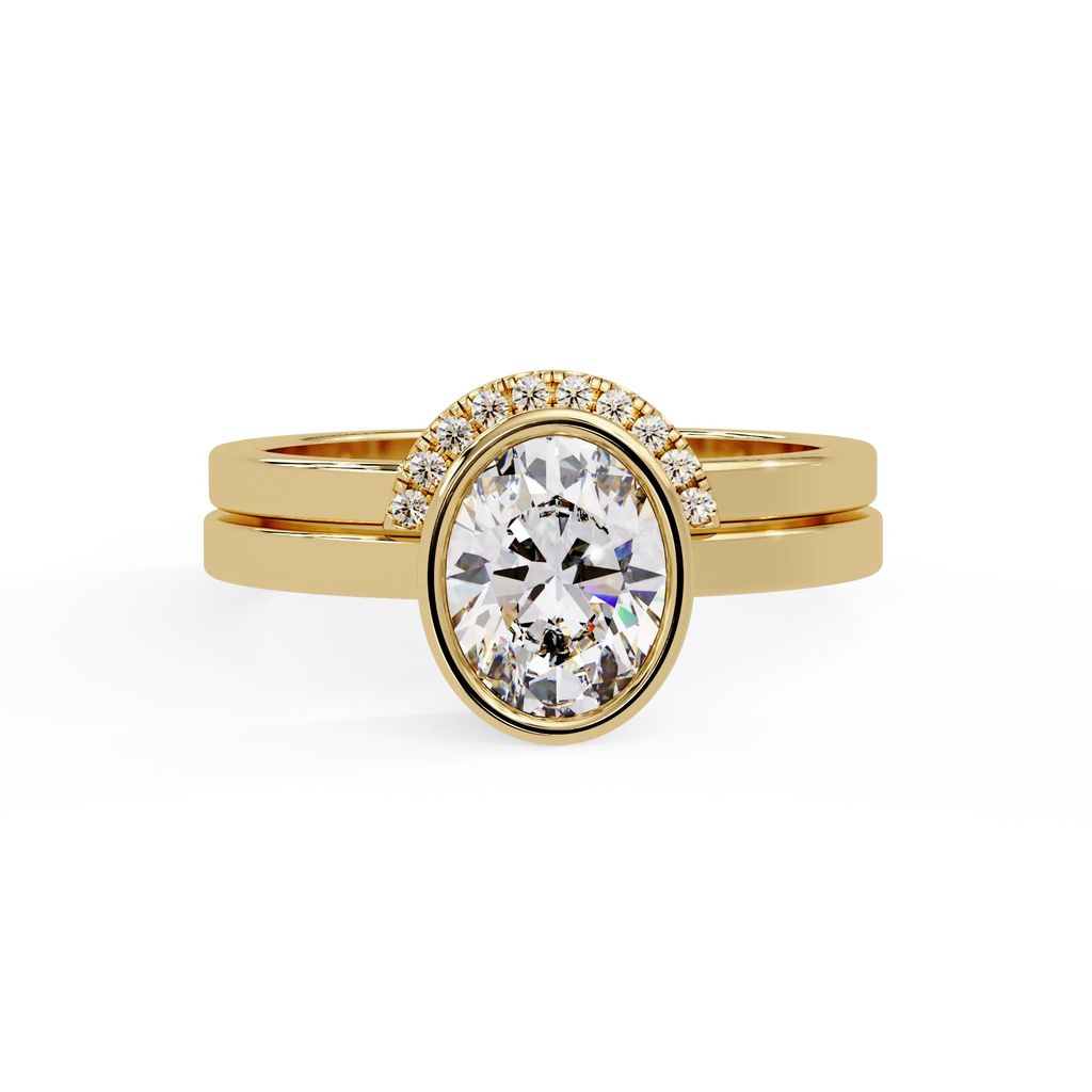 IGI Certified - 1.75 Ct. Lab Grown Diamond (VS/E-F) Oval-Cut Diamond Bezel Bridal Set Ring