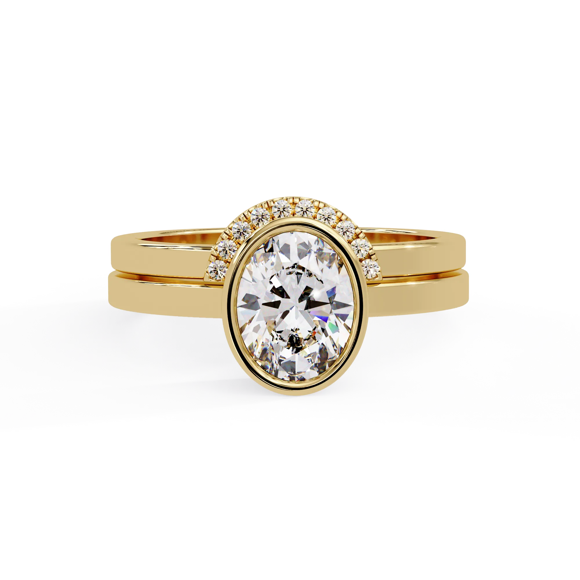 IGI Certified - 1.75 Ct. Lab Grown Diamond (VS/E-F) Oval-Cut Diamond Bezel Bridal Set Ring