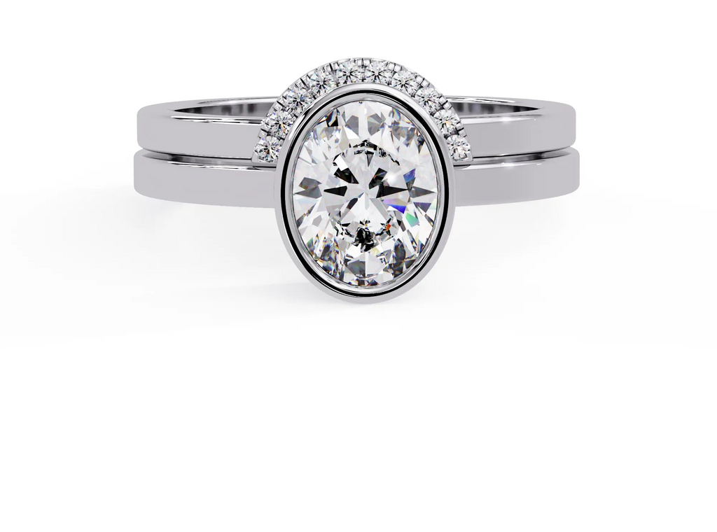 IGI Certified - 1.75 Ct. Lab Grown Diamond (VS/E-F) Oval-Cut Diamond Bezel Bridal Set Ring