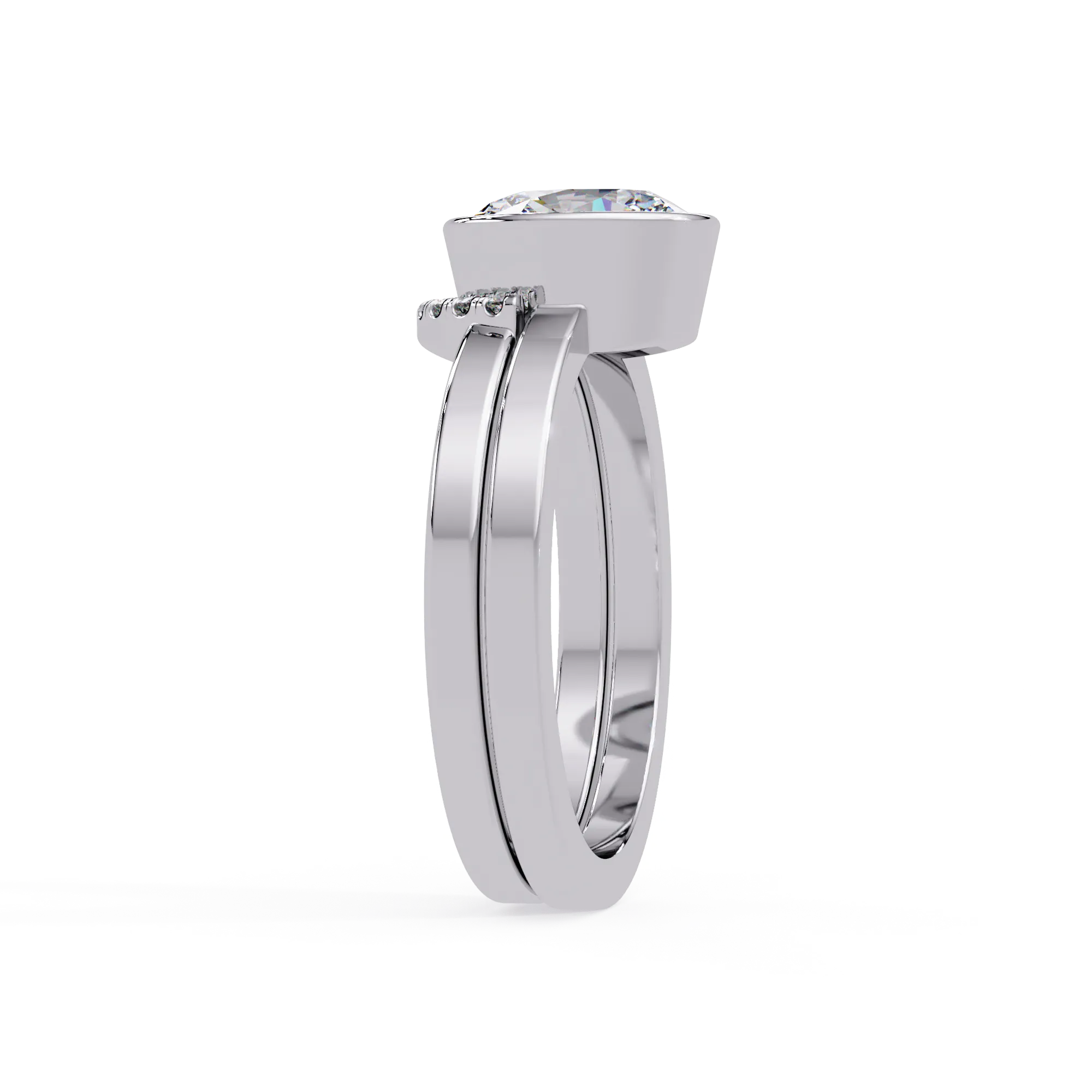 IGI Certified - 1.75 Ct. Lab Grown Diamond (VS/E-F) Oval-Cut Diamond Bezel Bridal Set Ring