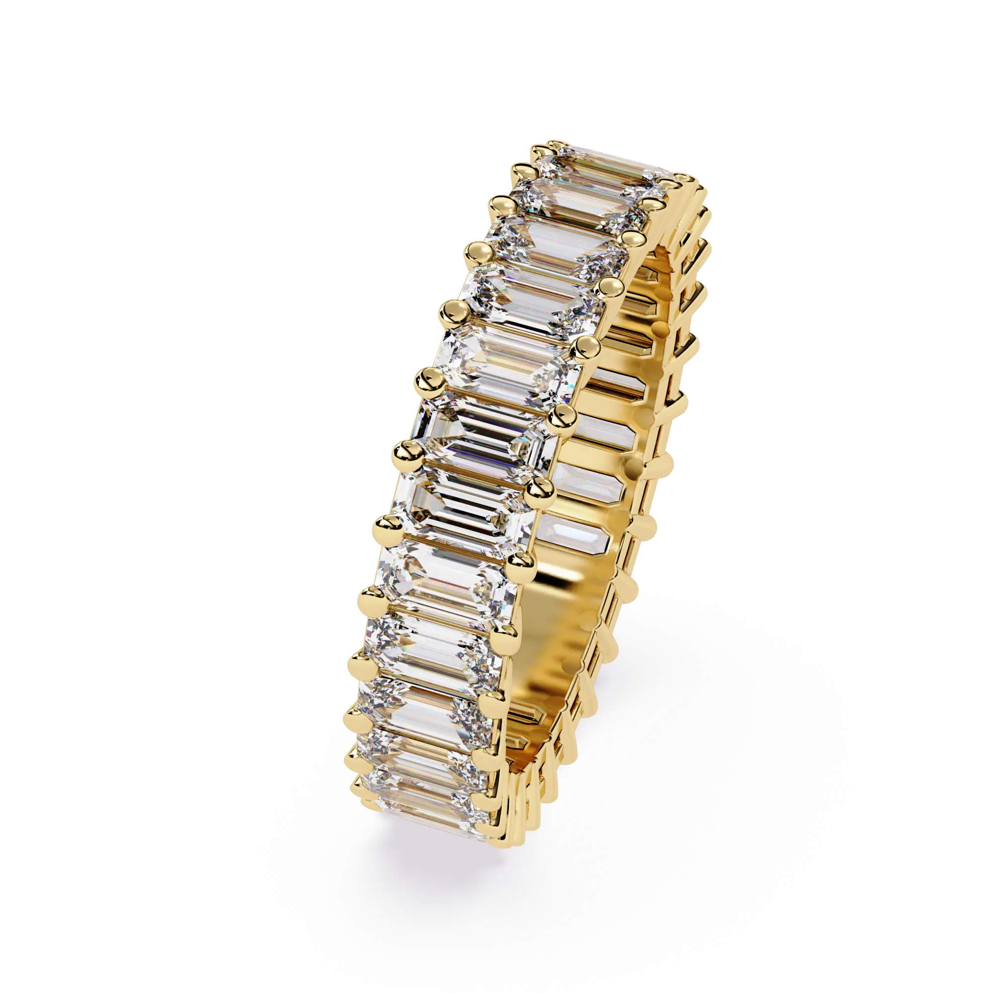 IGI Certified - 3 Ct. Lab Grown Diamond (VS/E-F) Emerald-Cut Diamond Eternity Band Ring
