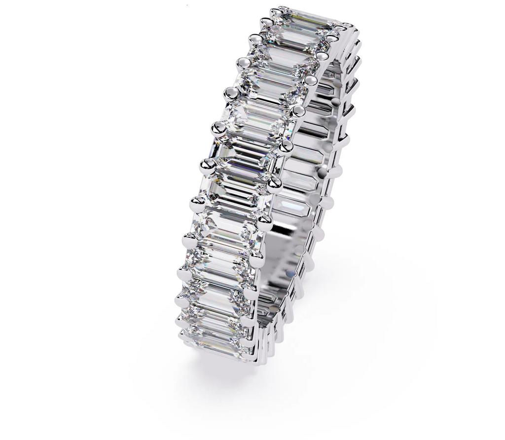 IGI Certified - 3 Ct. Lab Grown Diamond (VS/E-F) Emerald-Cut Diamond Eternity Band Ring