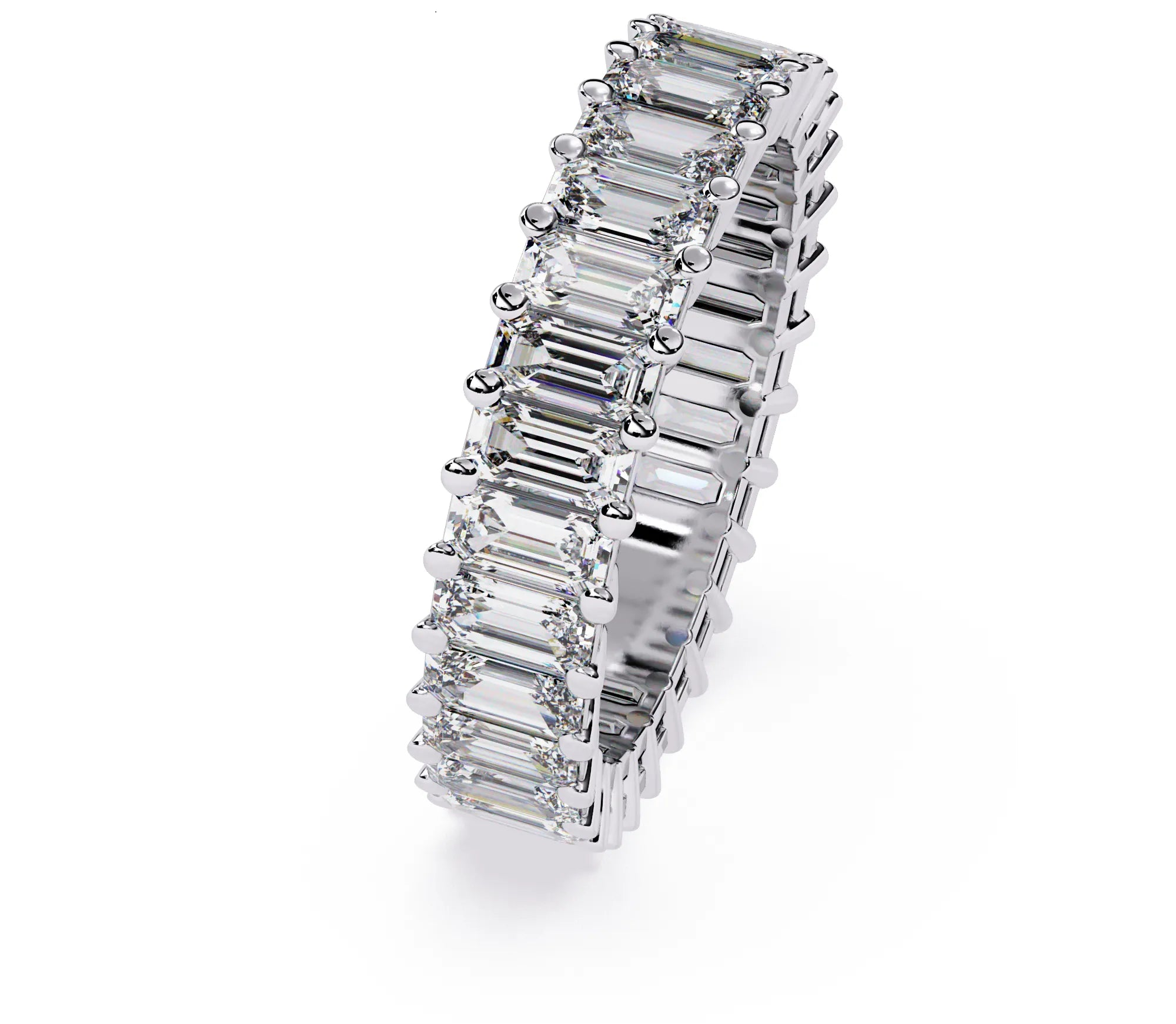 IGI Certified - 3 Ct. Lab Grown Diamond (VS/E-F) Emerald-Cut Diamond Eternity Band Ring