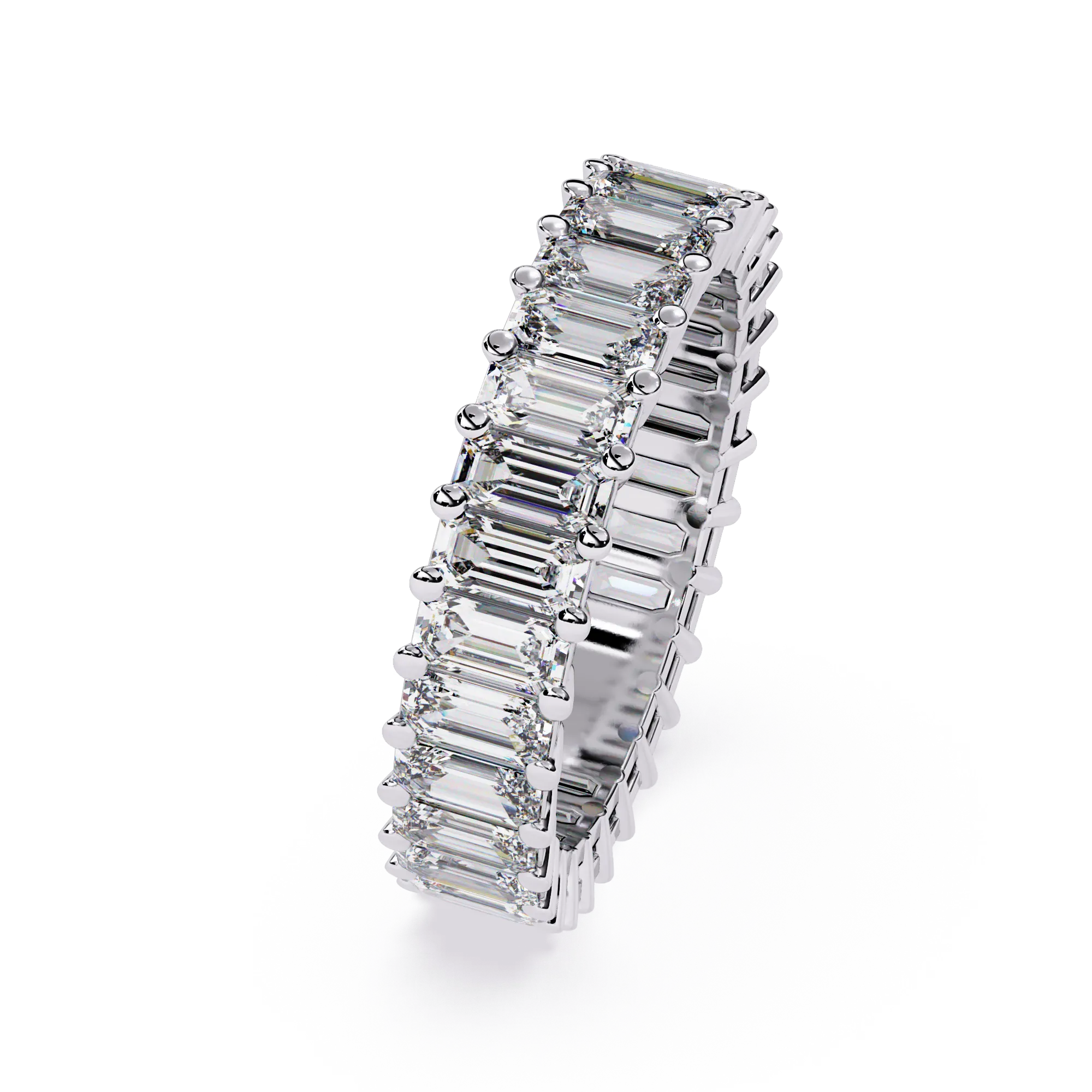 IGI Certified - 3 Ct. Lab Grown Diamond (VS/E-F) Emerald-Cut Diamond Eternity Band Ring