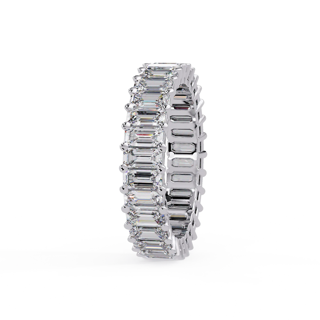 IGI Certified - 3 Ct. Lab Grown Diamond (VS/E-F) Emerald-Cut Diamond Eternity Band Ring