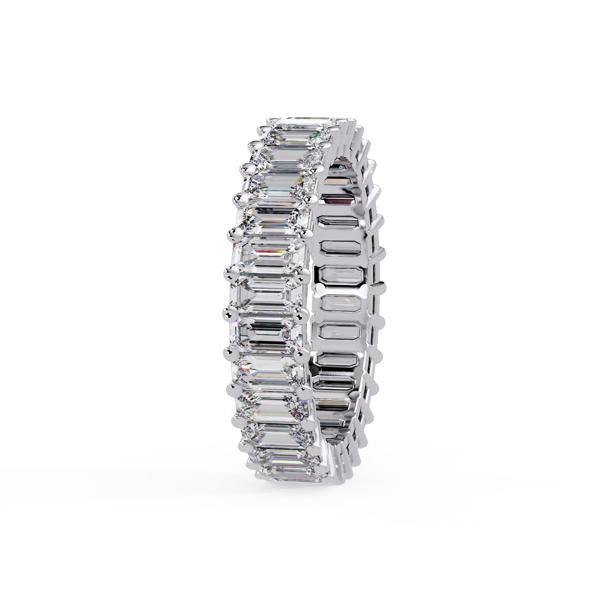 IGI Certified - 3 Ct. Lab Grown Diamond (VS/E-F) Emerald-Cut Diamond Eternity Band Ring