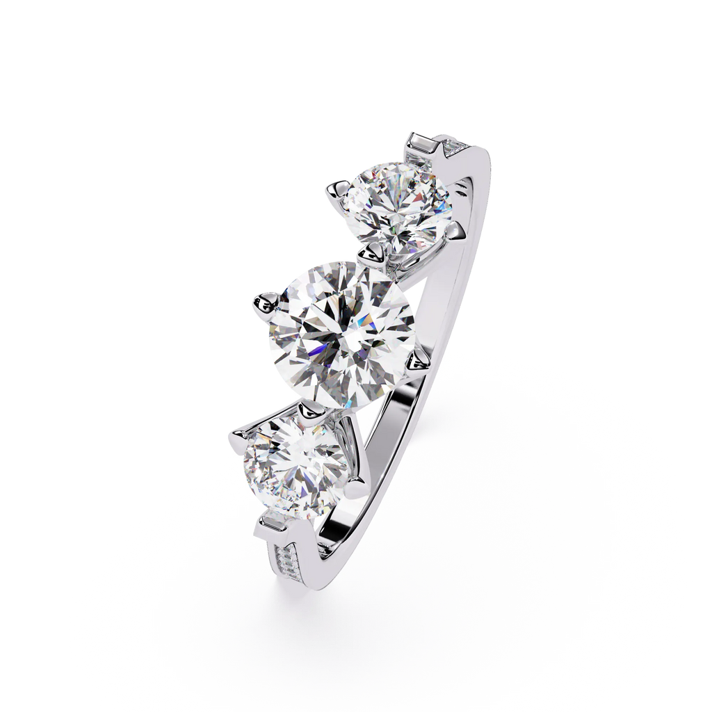 IGI Certified - 3 Ct. Lab Grown Diamond (VS/E-F) The "Past, Present, & Future" Trilogy Diamond Ring