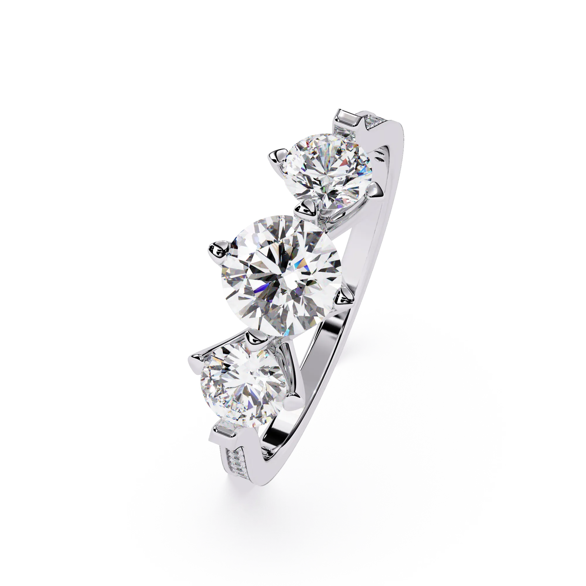 IGI Certified - 3 Ct. Lab Grown Diamond (VS/E-F) The "Past, Present, & Future" Trilogy Diamond Ring