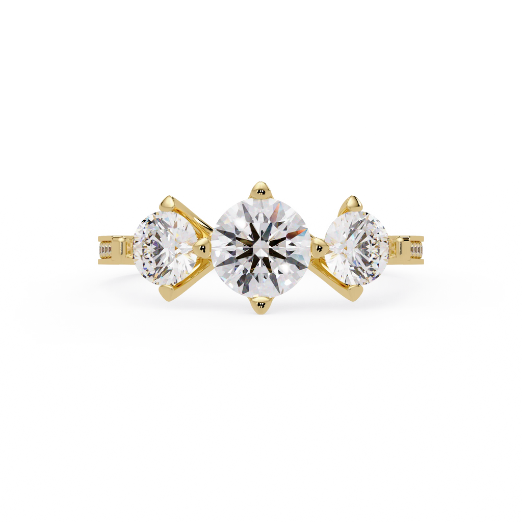 IGI Certified - 3 Ct. Lab Grown Diamond (VS/E-F) The "Past, Present, & Future" Trilogy Diamond Ring