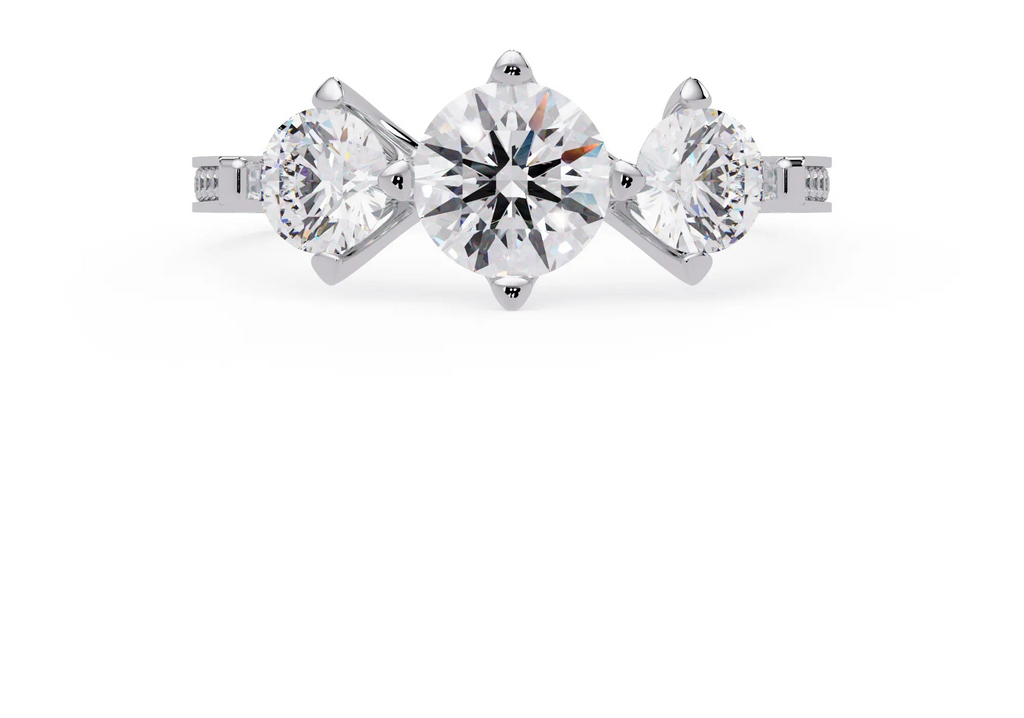 IGI Certified - 3 Ct. Lab Grown Diamond (VS/E-F) The "Past, Present, & Future" Trilogy Diamond Ring