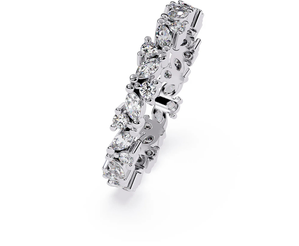 IGI Certified - 1/2 Ct. Lab Grown Diamond (VS/E-F) Mixed-Cut Floral Motif Wedding Band Ring