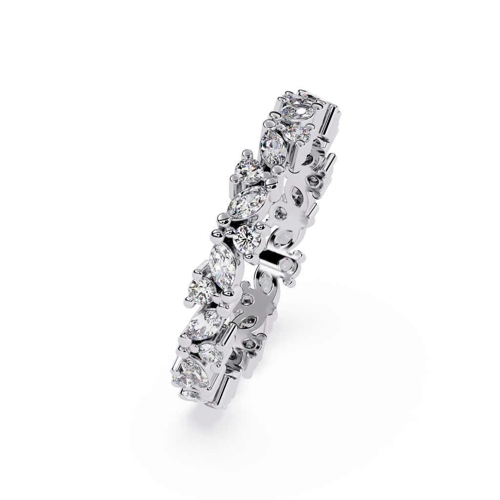 IGI Certified - 1/2 Ct. Lab Grown Diamond (VS/E-F) Mixed-Cut Floral Motif Wedding Band Ring