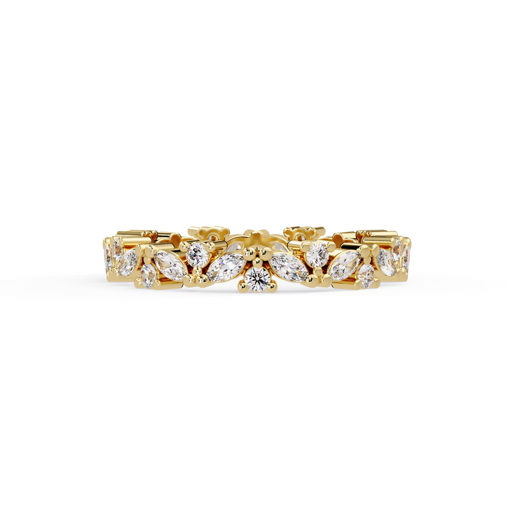 IGI Certified - 1/2 Ct. Lab Grown Diamond (VS/E-F) Mixed-Cut Floral Motif Wedding Band Ring