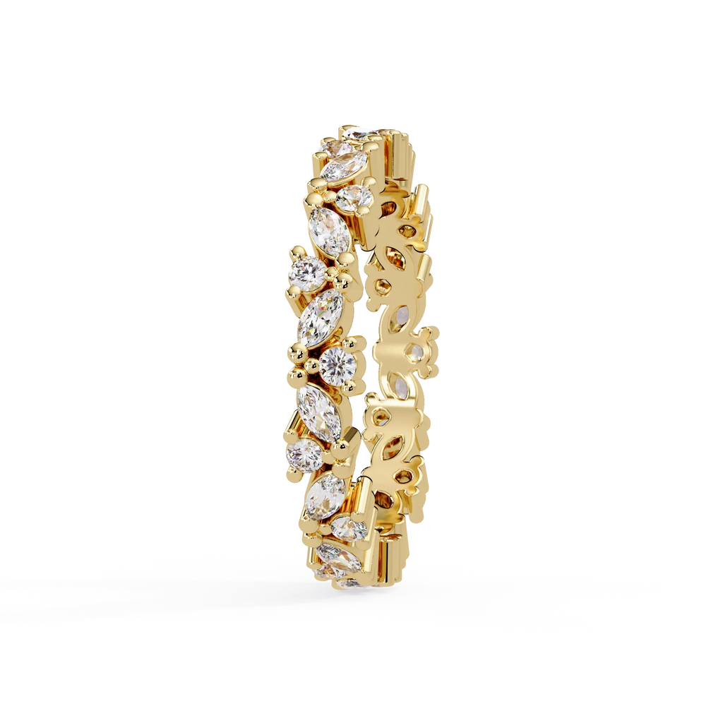 IGI Certified - 1/2 Ct. Lab Grown Diamond (VS/E-F) Mixed-Cut Floral Motif Wedding Band Ring