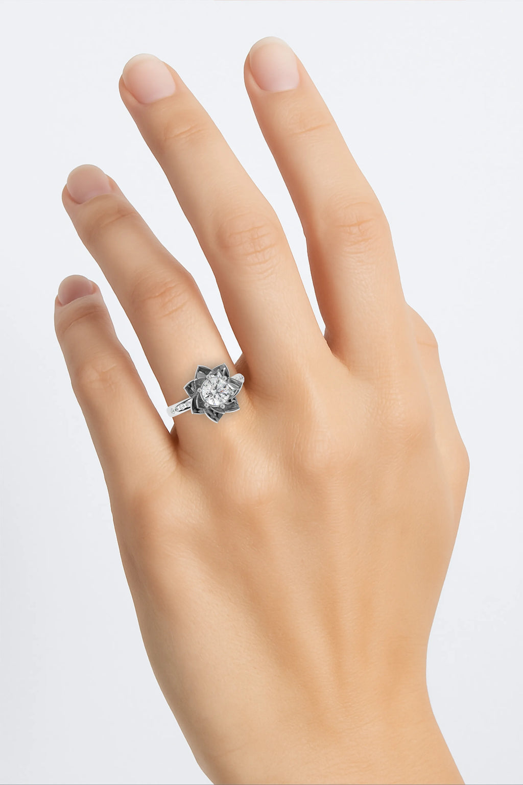 IGI Certified - 1 Ct. Lab Grown Diamond (VS/E-F) The Aura-Flora Ring