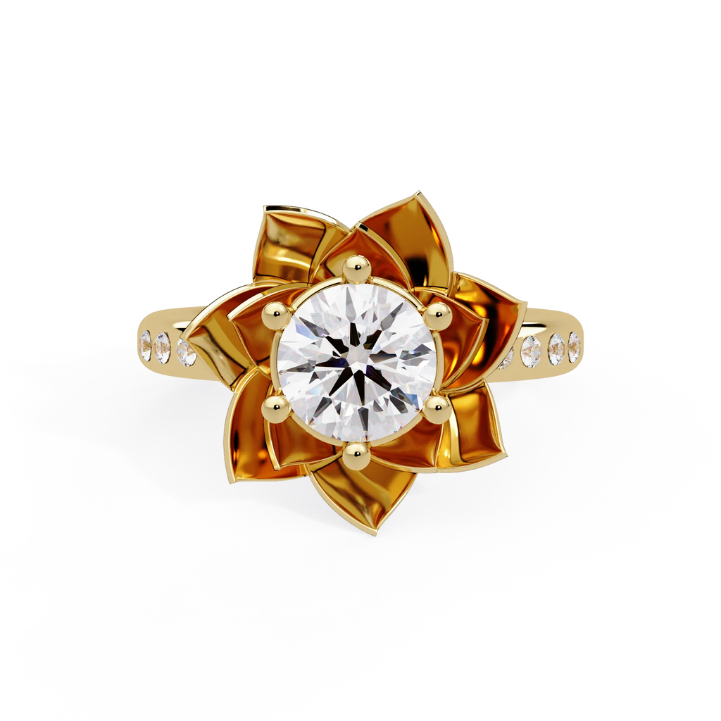 IGI Certified - 1 Ct. Lab Grown Diamond (VS/E-F) The Aura-Flora Ring