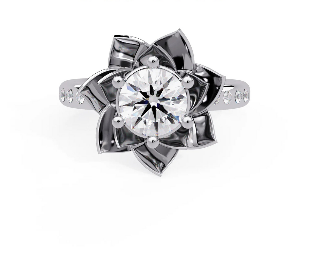 IGI Certified - 1 Ct. Lab Grown Diamond (VS/E-F) The Aura-Flora Ring