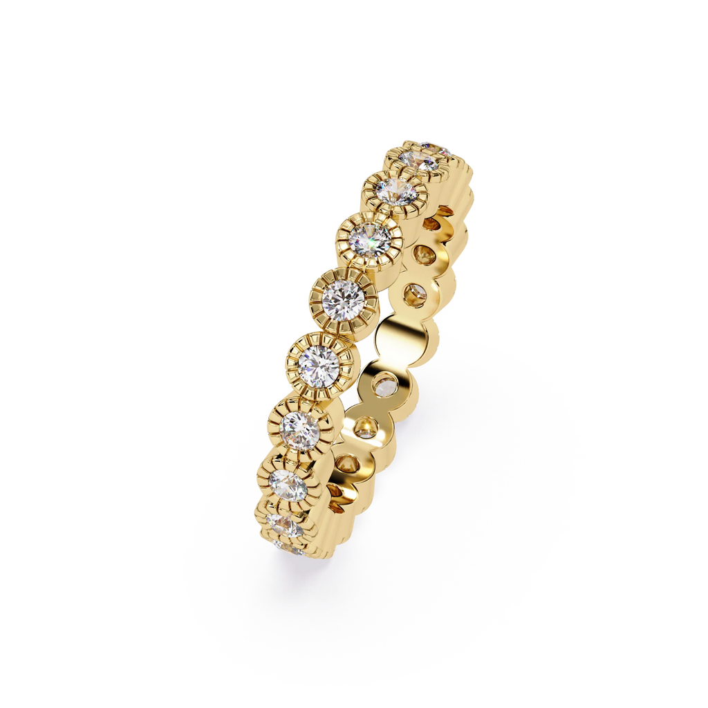 IGI Certified - 1/2 Ct. Lab Grown Diamond (VS/E-F) Scalloped Sunburst Diamond Band Ring