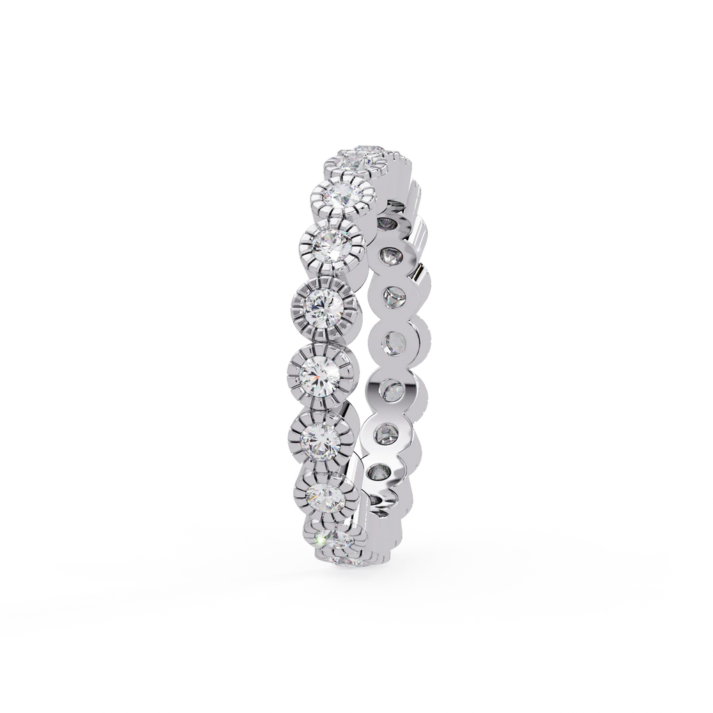 IGI Certified - 1/2 Ct. Lab Grown Diamond (VS/E-F) Scalloped Sunburst Diamond Band Ring