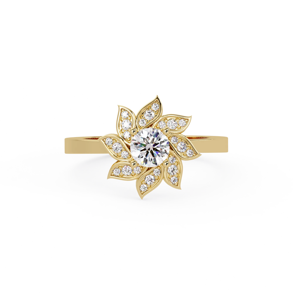 IGI Certified - 1/2 Ct. Lab Grown Diamond (VS/E-F) The Golden Lotus Star Ring