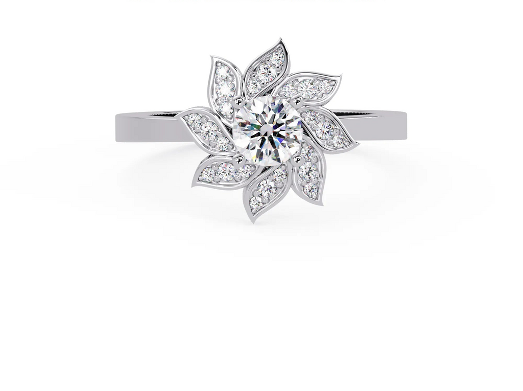 IGI Certified - 1/2 Ct. Lab Grown Diamond (VS/E-F) The Golden Lotus Star Ring