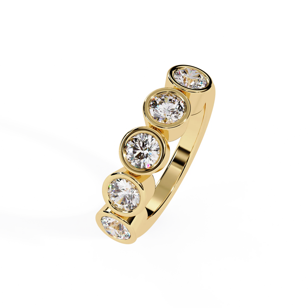 IGI Certified - 1/2 Ct. Lab Grown Diamond (VS/E-F) Aura Five-Stone Bezel Ring