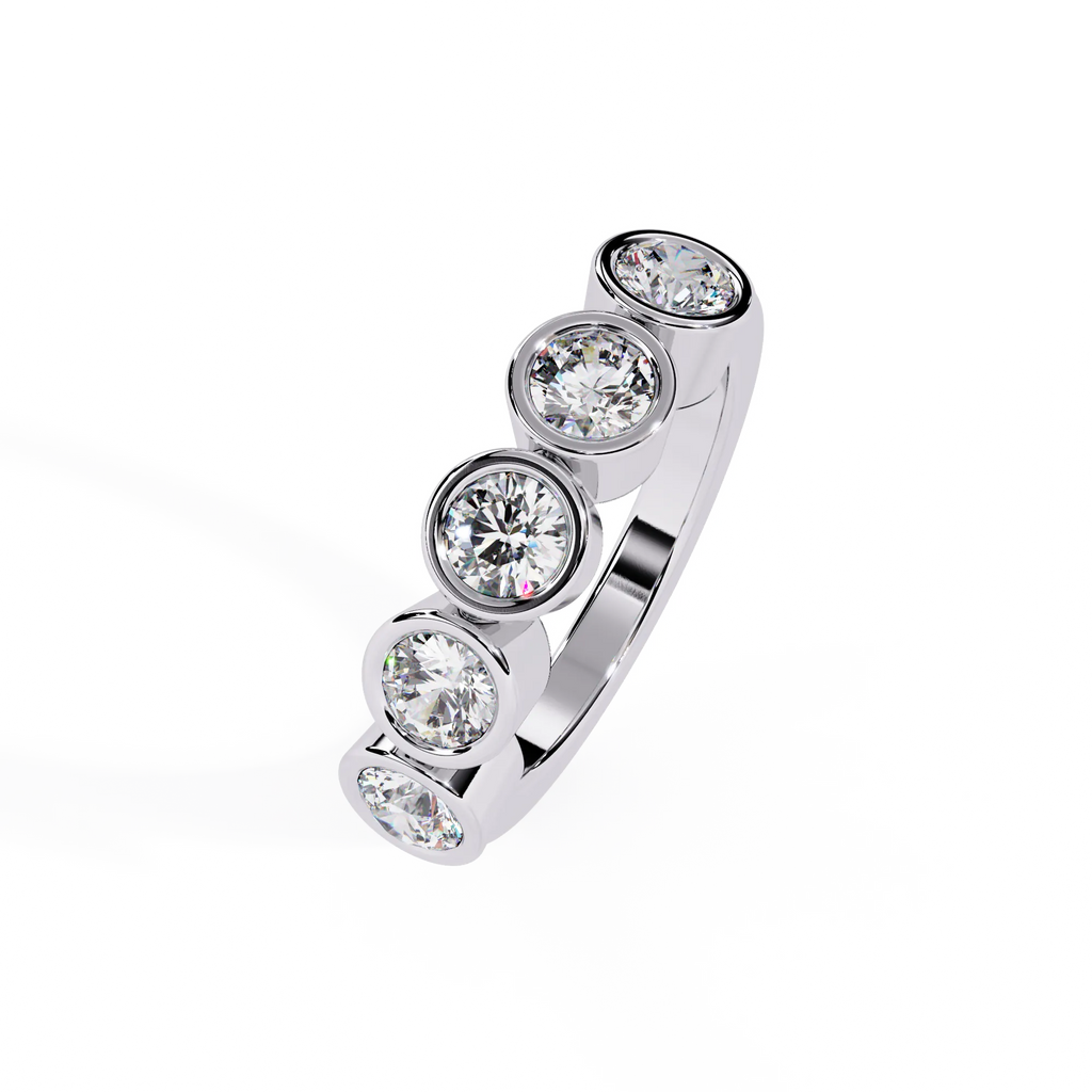 IGI Certified - 1/2 Ct. Lab Grown Diamond (VS/E-F) Aura Five-Stone Bezel Ring