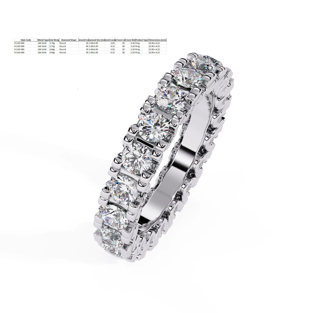 IGI Certified - 2 Ct. Lab Grown Diamond (VS/E-F) The Infinity Bar Eternity Band Ring