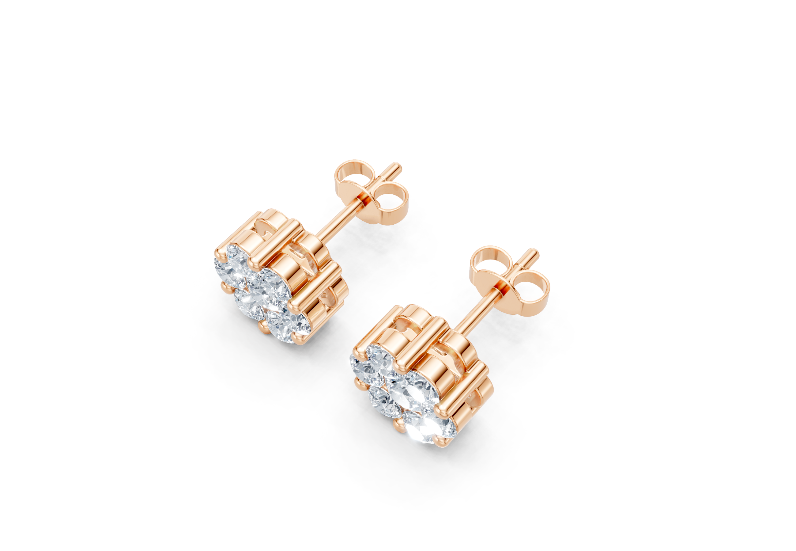 IGI Certified - 1 Ct. Lab Grown Diamond Pressure Set Earrings - 925 Sterling Silver